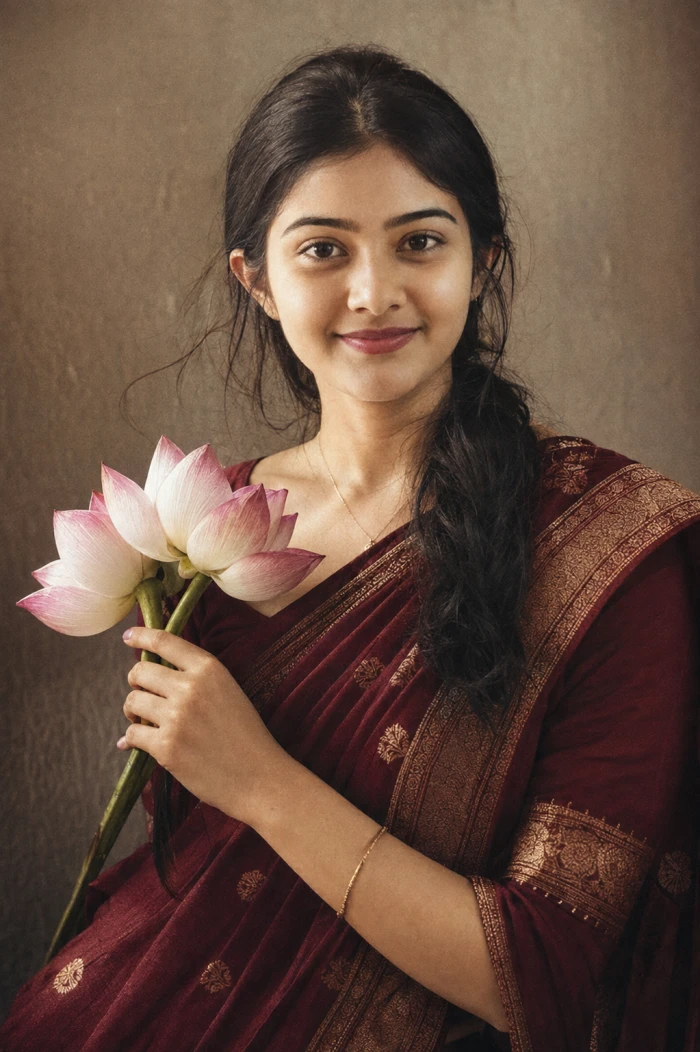 Vintage Lotus Saree Editorial sample