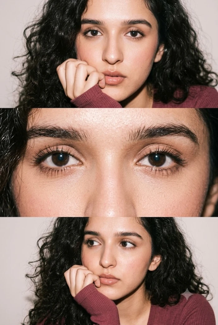 Y2K Flash Portrait Collage with Close-Up Eye Detail sample