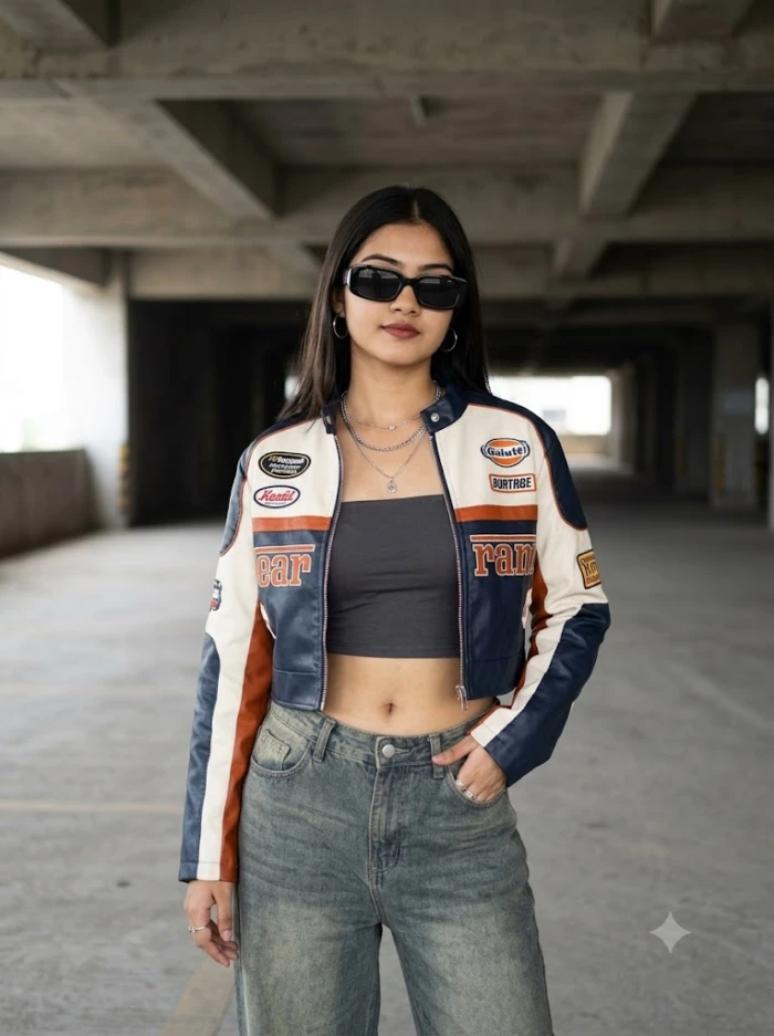 Y2K Racing Jacket Portrait sample