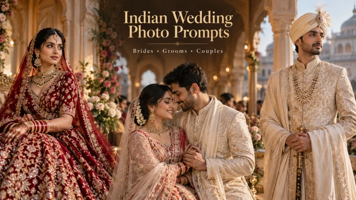 10 Indian Wedding AI Photo Prompts for Brides, Grooms and Couples